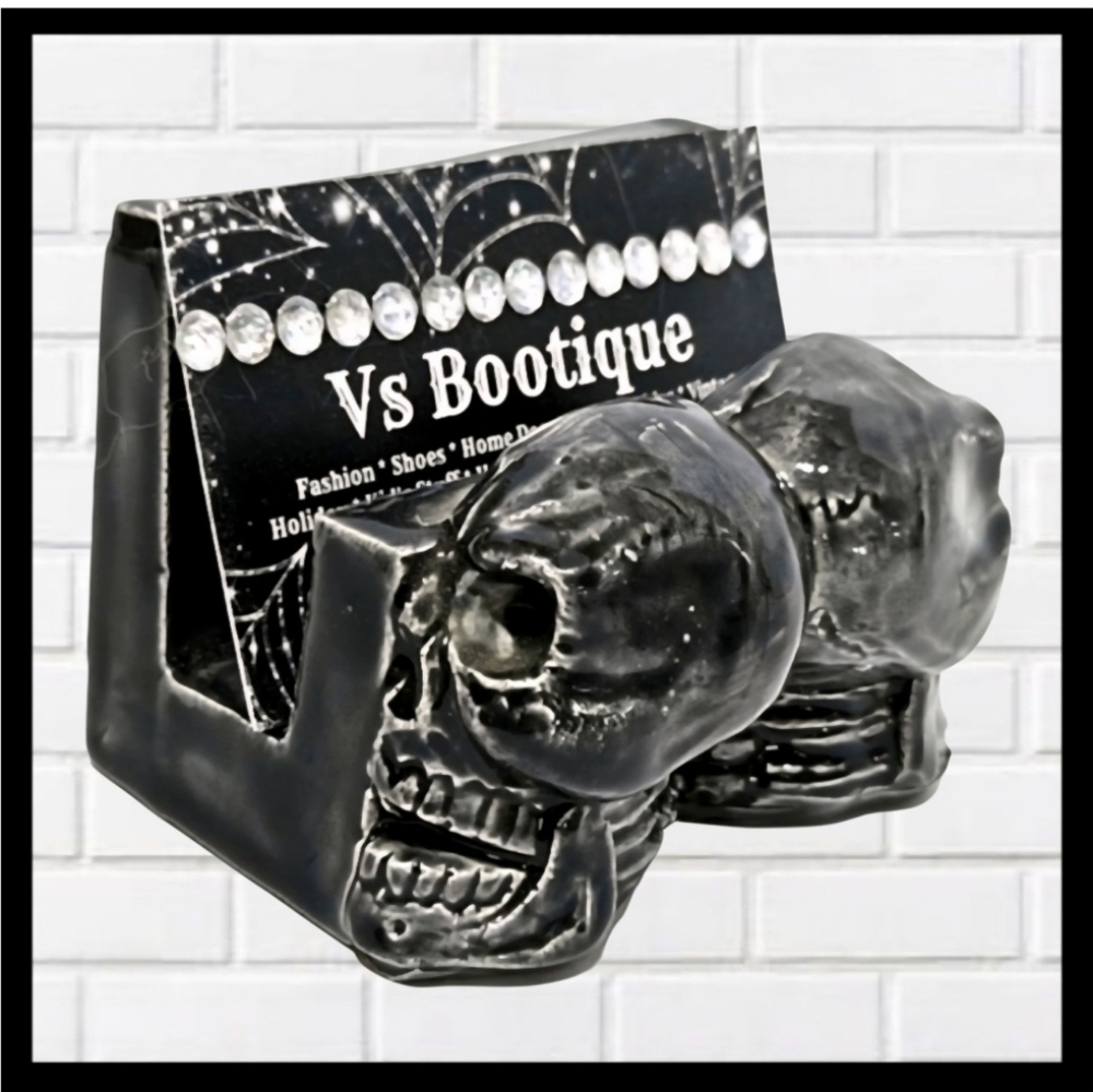 GOTHIC SKULL Business Card Holder, Card Stand, Beautiful, Unique Limited
